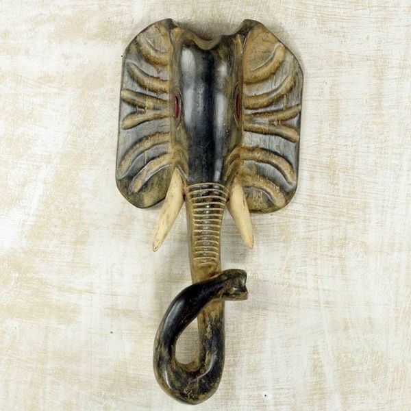 Alternate image for Original Hand Carved Wood Elephant Mask from Ghana Elephant II