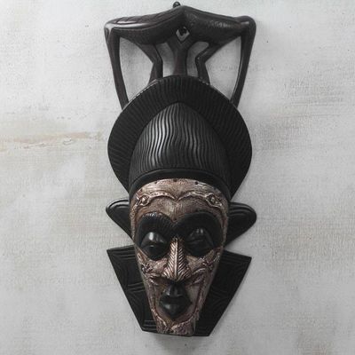 Alternate image for Bird-Themed African Wood and Aluminum Mask from Ghana Two Birds