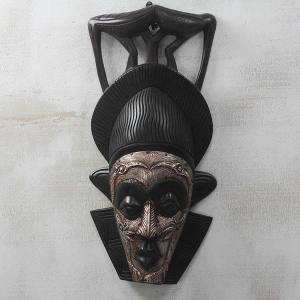 Alternate image for Bird-Themed African Wood and Aluminum Mask from Ghana Two Birds