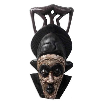 Alternate image for Bird-Themed African Wood and Aluminum Mask from Ghana Two Birds