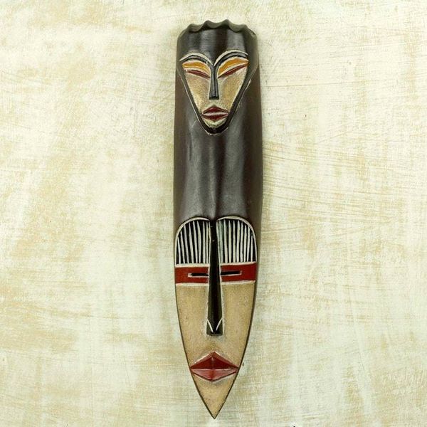Alternate image for Guro Fertility Wall Wood Mask Replica Hand-carved by Artisan Fertility Guru