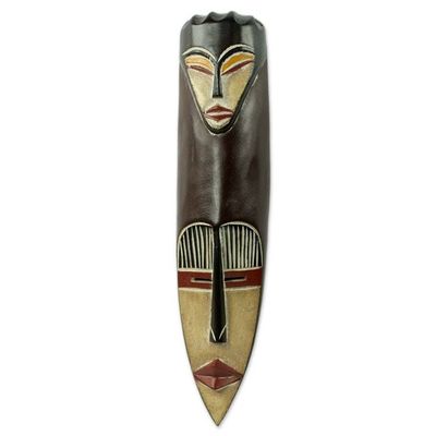 Alternate image for Guro Fertility Wall Wood Mask Replica Hand-carved by Artisan Fertility Guru