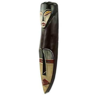Alternate image for Guro Fertility Wall Wood Mask Replica Hand-carved by Artisan Fertility Guru