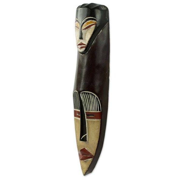 Alternate image for Guro Fertility Wall Wood Mask Replica Hand-carved by Artisan Fertility Guru