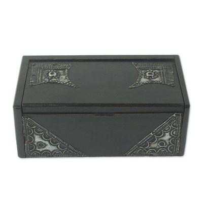 Alternate image for Hand-Carved Wood West African Box with Aluminum Trim Sika Korkoo Kwarbia I