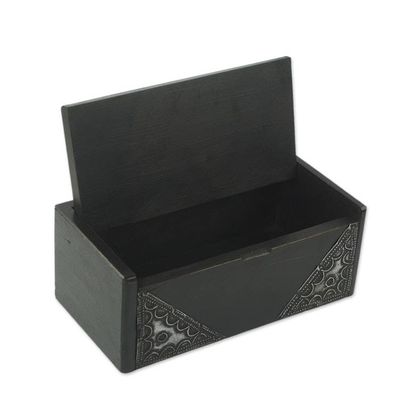 Alternate image for Hand-Carved Wood West African Box with Aluminum Trim Sika Korkoo Kwarbia I