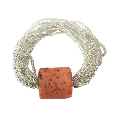 Alternate image for Recycled Glass Beaded Pendant Bracelet with 12 Strands Clear Dozen