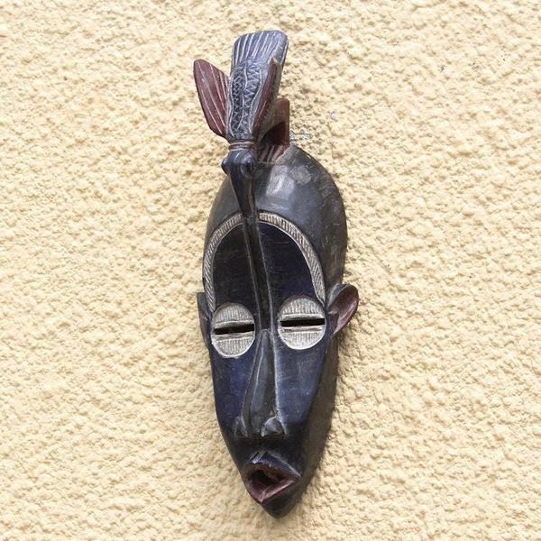 Alternate image for Bird-Themed African Wood Mask in Black from Ghana Striking Bird