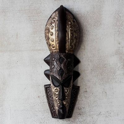 Alternate image for Royalty-Themed Sese Wood African Mask from Ghana Volta Chief