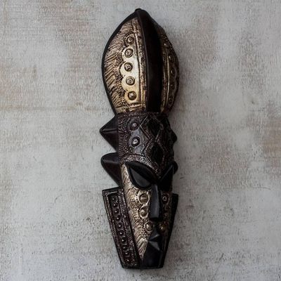 Alternate image for Royalty-Themed Sese Wood African Mask from Ghana Volta Chief