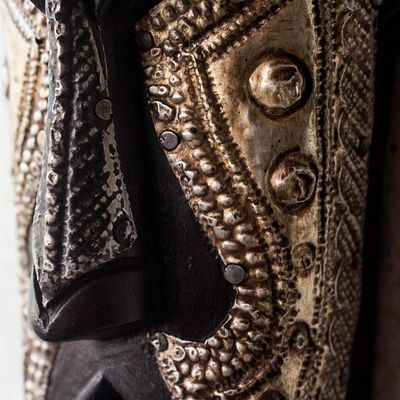 Alternate image for Handcrafted Sese Wood and Aluminum African Mask from Ghana Have Patience