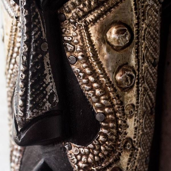 Alternate image for Handcrafted Sese Wood and Aluminum African Mask from Ghana Have Patience