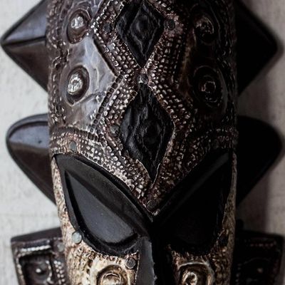 Alternate image for Royalty-Themed Sese Wood African Mask from Ghana Volta Chief
