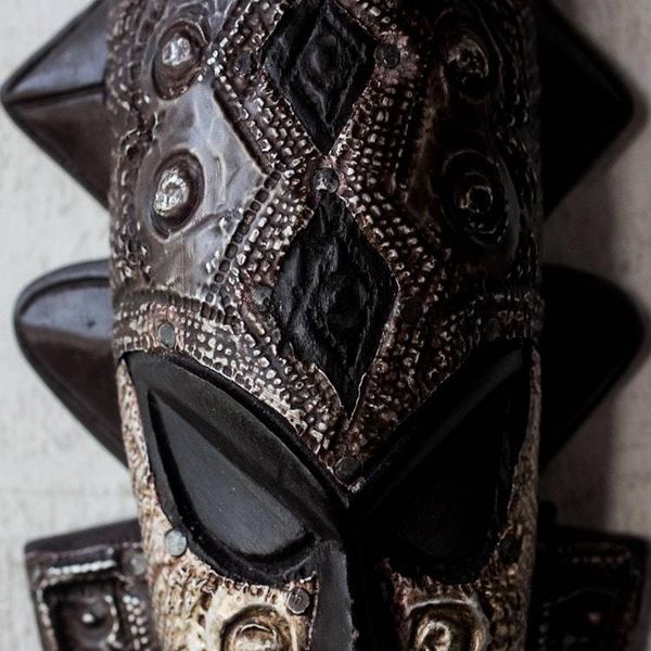 Alternate image for Royalty-Themed Sese Wood African Mask from Ghana Volta Chief