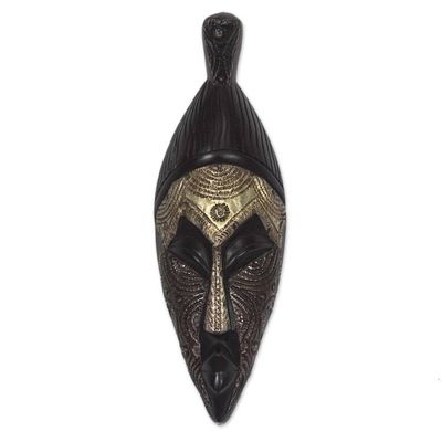 Alternate image for Handmade Sese Wood and Aluminum African Mask from Ghana African Elder