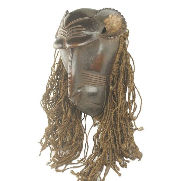 Alternate image for Unique Hand Carved Wood and Jute African Monkey Mask Baule Gbekre II