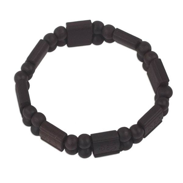 Alternate image for Artisan Crafted Sese Wood Stretch Bracelet in Black Black Radiance
