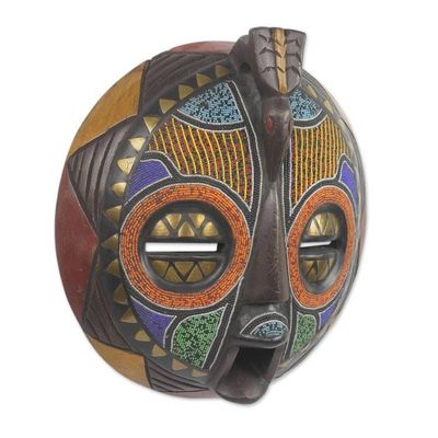 Alternate image for Colorful Handcrafted Bird African Mask Akan Anoma