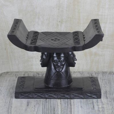 Alternate image for Artisan Crafted Wood Throne Ottoman Four Faces