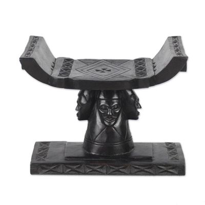 Alternate image for Artisan Crafted Wood Throne Ottoman Four Faces