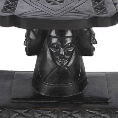 Alternate image for Artisan Crafted Wood Throne Ottoman Four Faces
