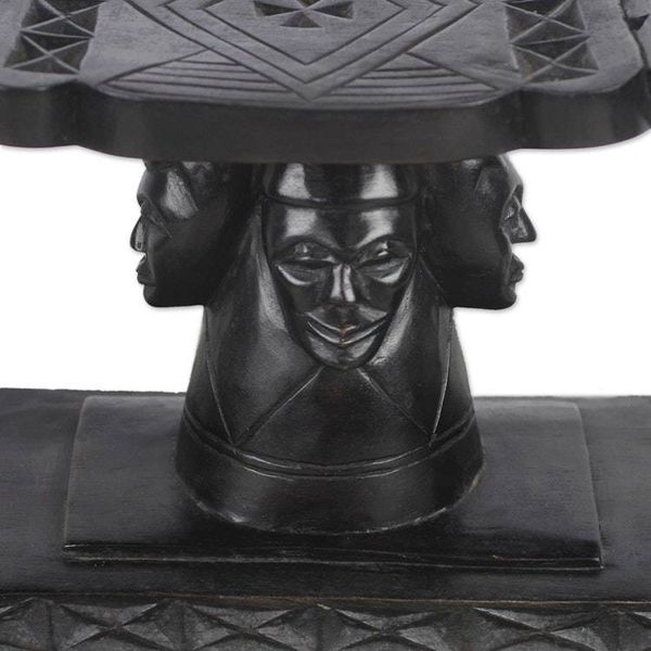 Alternate image for Artisan Crafted Wood Throne Ottoman Four Faces