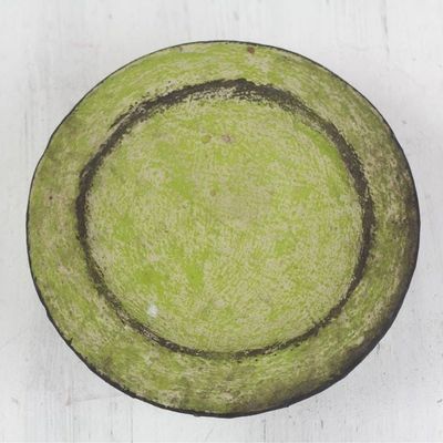 Alternate image for Hand Made Aged African Decorative Ceramic Catchall Green Ewe Agbah