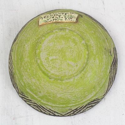 Alternate image for Hand Made Aged African Decorative Ceramic Catchall Green Ewe Agbah