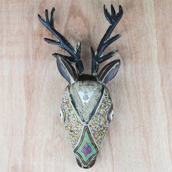 Alternate image for Sese Wood Beaded Antelope Mask Hand Carved in Ghana Spiritual Antelope