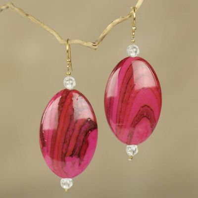 Alternate image for Eco Friendly Dangle Earrings Crafted from Recycled Plastic Odopa in Rose