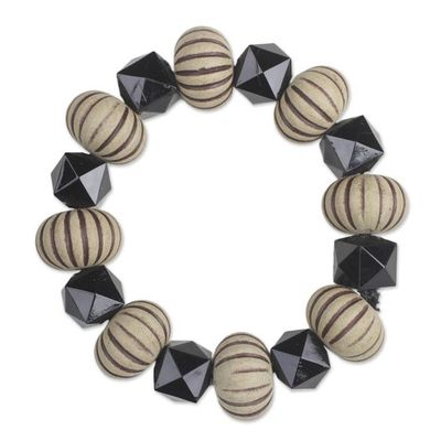 Alternate image for Wood and Recycled Plastic Geometric Bracelet from Ghana Geometric Style