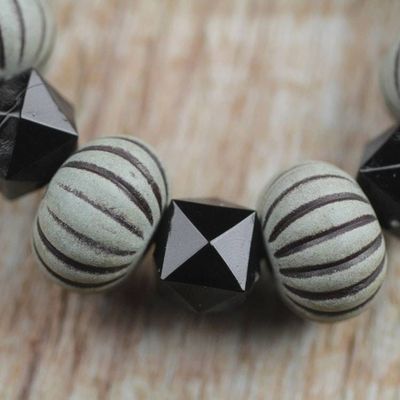 Alternate image for Wood and Recycled Plastic Geometric Bracelet from Ghana Geometric Style