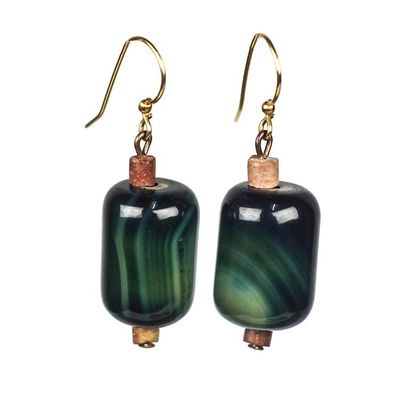 Alternate image for Agate and Bauxite Beaded Dangle Earrings from Ghana Fine Woman