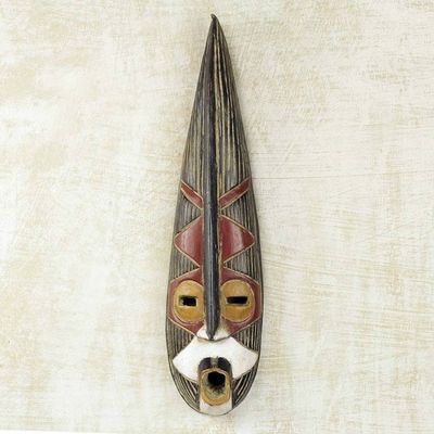 Alternate image for Brown and Black Long African Wall Mask from Ghana Helper King