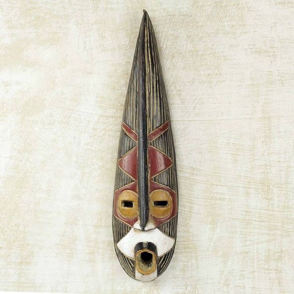 Alternate image for Brown and Black Long African Wall Mask from Ghana Helper King