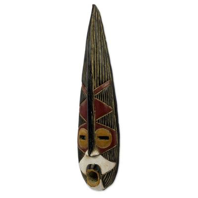 Alternate image for Brown and Black Long African Wall Mask from Ghana Helper King