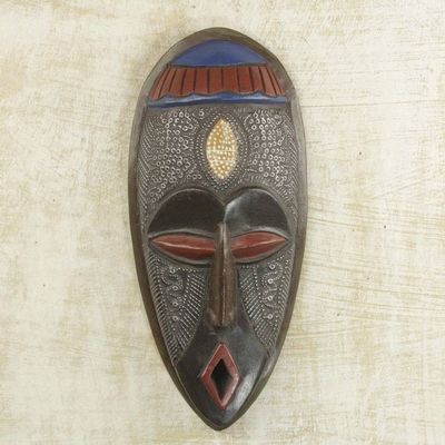 Alternate image for Handcrafted Sese Wood And Aluminum African Mask from Ghana Ahoto Dreams