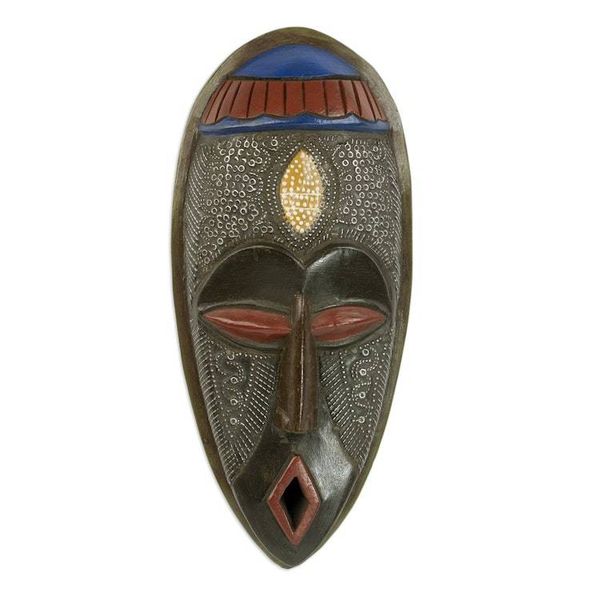 Alternate image for Handcrafted Sese Wood And Aluminum African Mask from Ghana Ahoto Dreams