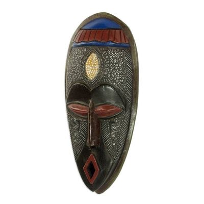 Alternate image for Handcrafted Sese Wood And Aluminum African Mask from Ghana Ahoto Dreams