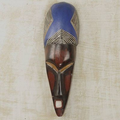 Alternate image for Hand Carved Colorful Wood Wall Mask from Ghana Prince