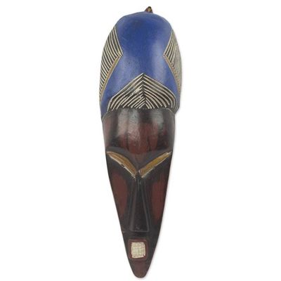 Alternate image for Hand Carved Colorful Wood Wall Mask from Ghana Prince