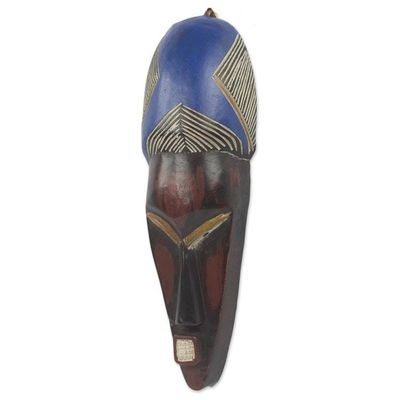 Alternate image for Hand Carved Colorful Wood Wall Mask from Ghana Prince