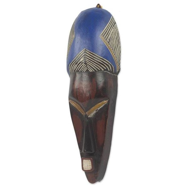 Alternate image for Hand Carved Colorful Wood Wall Mask from Ghana Prince
