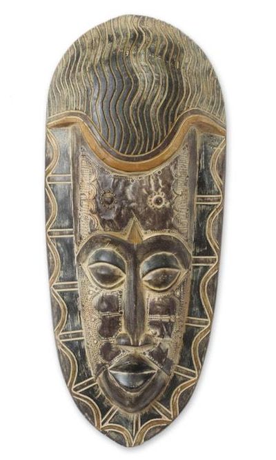 Alternate image for Fair Trade African Wood Mask Egyptian Pharoah