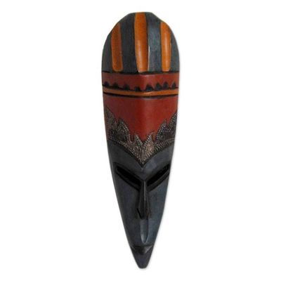 Alternate image for Handmade Beninese Wood Mask Warrior Dance