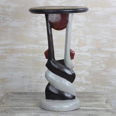 Alternate image for Twist Motif Cedar Wood Accent Table Crafted in Ghana African Twist
