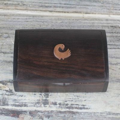 Alternate image for Ebony Wood Jewelry Box with Adinkra Symbol from Ghana Sankofa Keeper