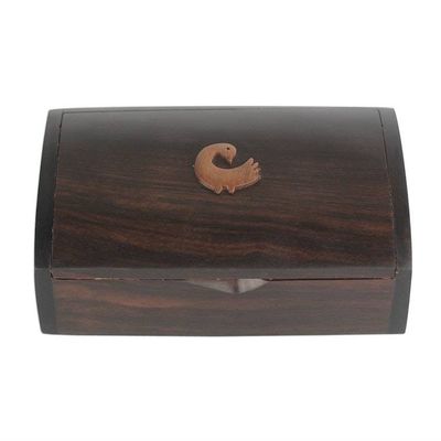 Alternate image for Ebony Wood Jewelry Box with Adinkra Symbol from Ghana Sankofa Keeper