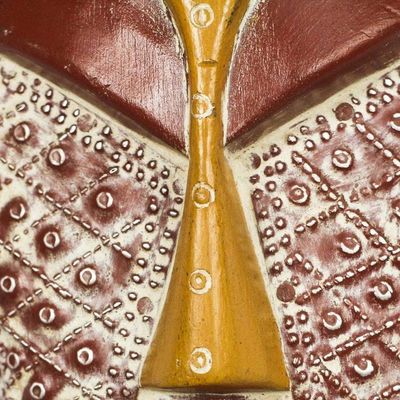 Alternate image for Black and Red African Wood Mask with Embossed Aluminum Royal Texture