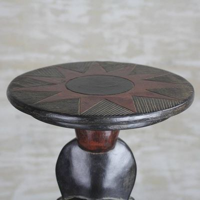 Alternate image for Cedar Wood Accent Table with Recycled Glass Beads from Ghana Feminine Figure